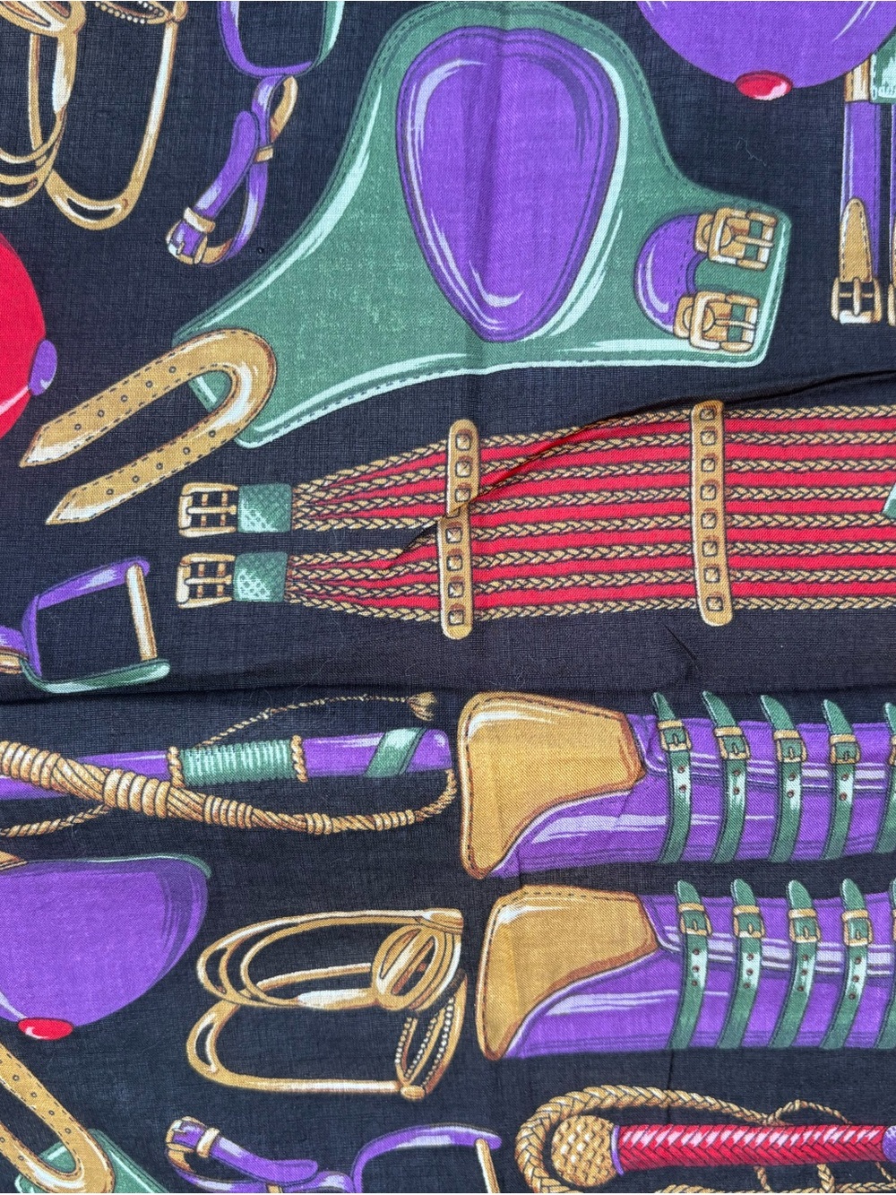 Vintage Celine Paris Silk Scarf Equestrian Belt Bridle Print - Picture 5 of 7